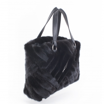 Woman´s Mink Fur Handbag - Cologne Noir